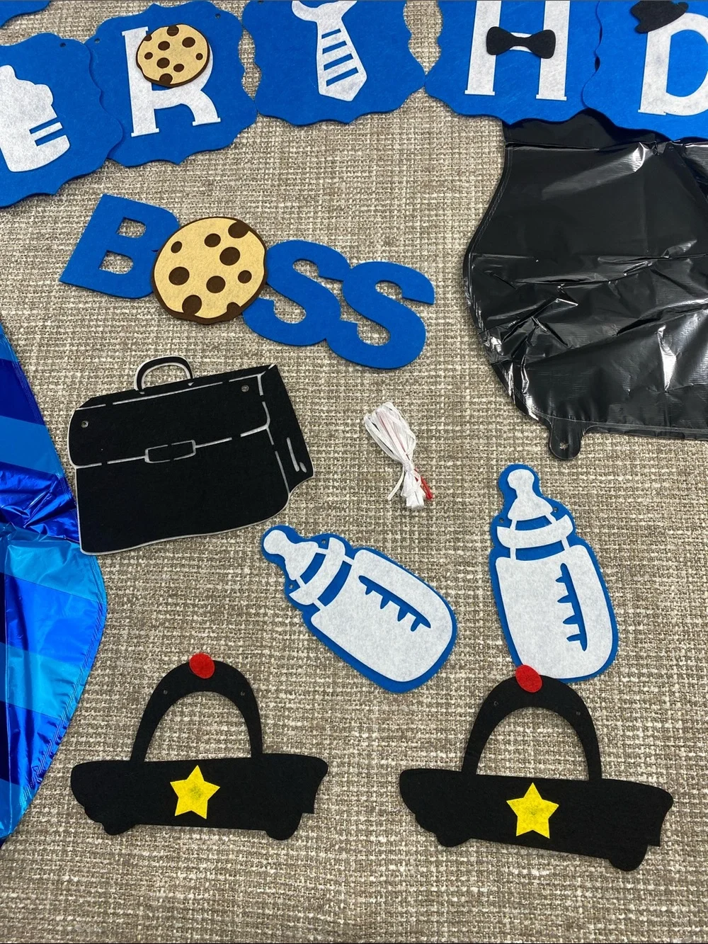Happy Birthday baby Boss Blue Party Banner with Accessories 1 year old balloon